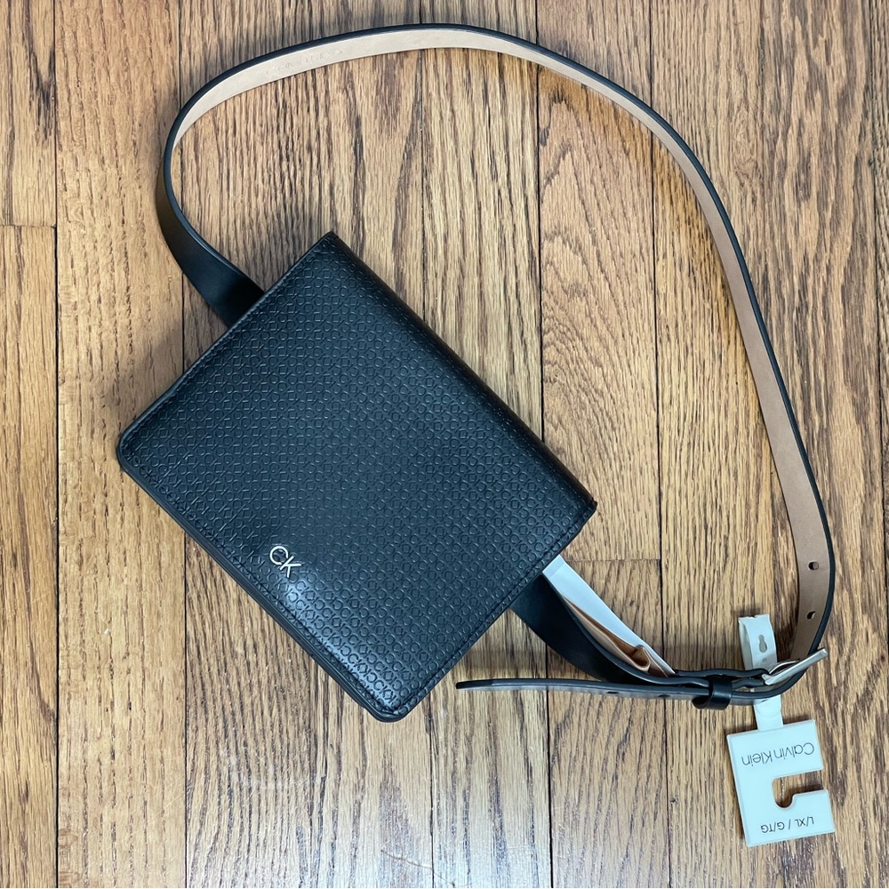 NWT Calvin Klein belt bag black vegan leather